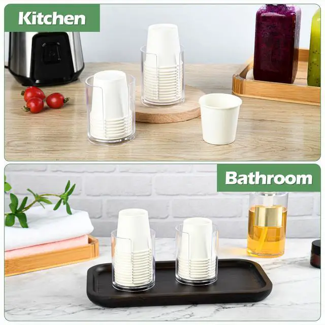 Alt view image 6 of 7 - 2 Pack Mouthwash Cups Holder,Bathroom Cup Dispenser,Small Disposable Paper Cup Tray for Bathroom Sink Counter