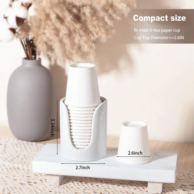 Alt view image 5 of 7 - Bathroom Cup Dispenser Small Cup Holder for Bathroom, Ceramic Mouthwash Cups 3 4 oz Cup Dispenser Accessories, 1 Pack, White