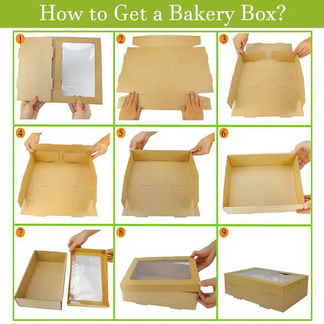 Alt view image 6 of 7 - 12x8x3 Inch Kraft Picnic Bakery Takeout Boxes with Window, 6 Packs | See-through Charcuterie Boxes, Reusable Gift Containers for Pies, Pizza, Fruits, Muffins, Pastries and Half Sheet Cake
