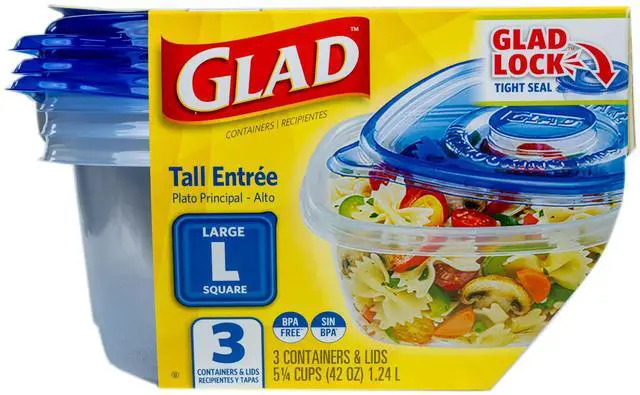 Alt view image 2 of 6 - GladWare Tall Entree Containers, Large Square, 42 Oz, 3 Count | Tight seal for meal prep and lunches in a tall square format, dishwasher safe