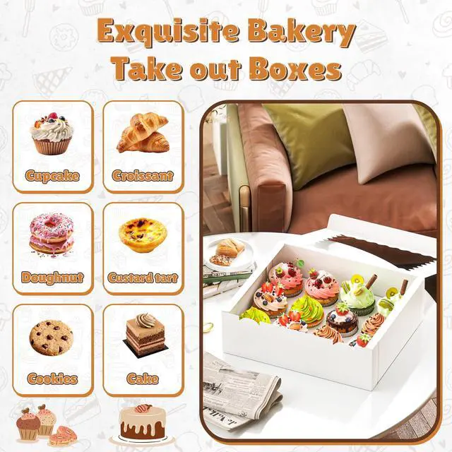 Alt view image 4 of 7 - 4 Pack White Cupcake Boxes, Hold 12 Count Cupcake, Cupcake Carriers | Cupcake Containers with Window, Easy Assemble Cupcake Holder for Birthday Holiday,Party Bakery,Cupcakes,Desserts, Baked Goods
