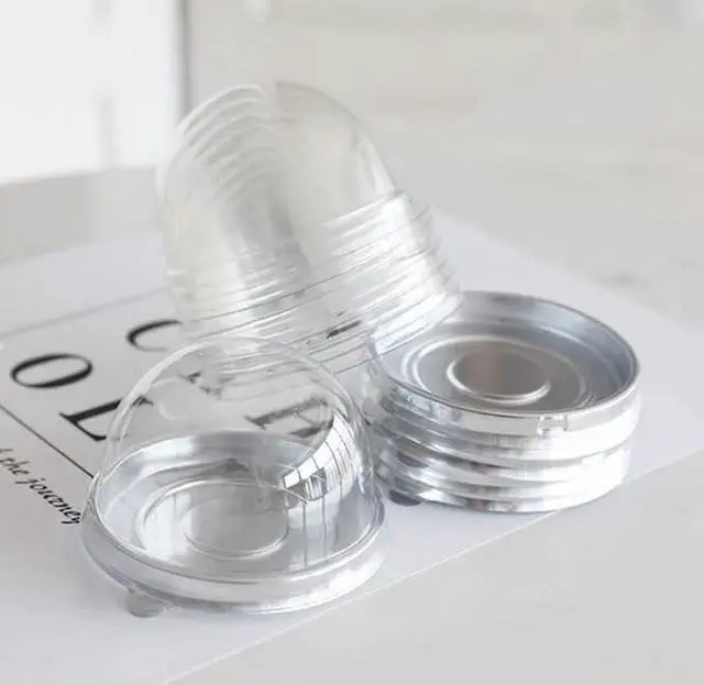 Alt view image 5 of 7 - 50 Pack 2 Inch Clear Plastic Mini Cake Box, Silver | Muffins Box, Cookies Box, Dome Box, Wedding Birthday Gift Box