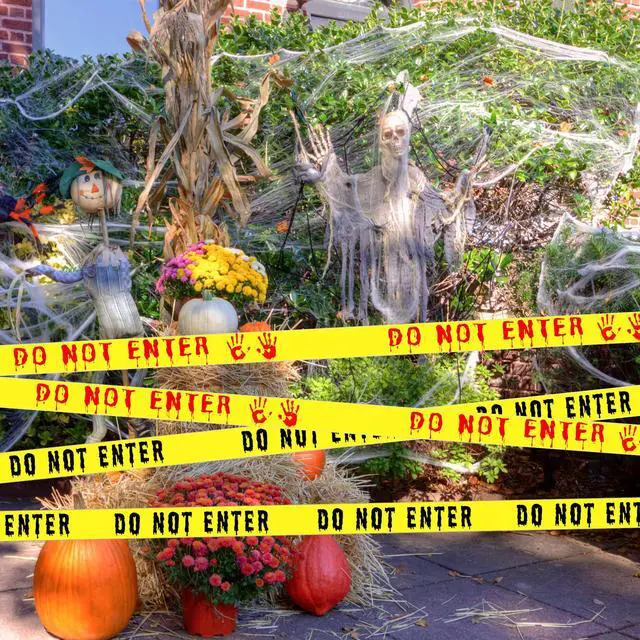 Alt view image 2 of 7 - 2Pcs Halloween Decorations Caution Tape - 2 inch x 164 feet Do Not Enter Caution Tape Roll Yellow Scary Hazard Warning Tape Safety Outdoor DIY Spooky Decorative for Party,Door,Danger Areas,Indoor