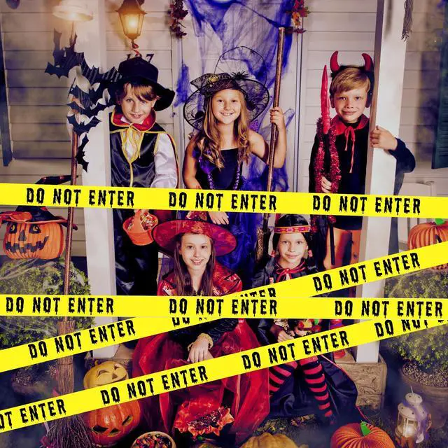 Alt view image 3 of 7 - 2Pcs Halloween Decorations Caution Tape - 2 inch x 164 feet Do Not Enter Caution Tape Roll Yellow Scary Hazard Warning Tape Safety Outdoor DIY Spooky Decorative for Party,Door,Danger Areas,Indoor