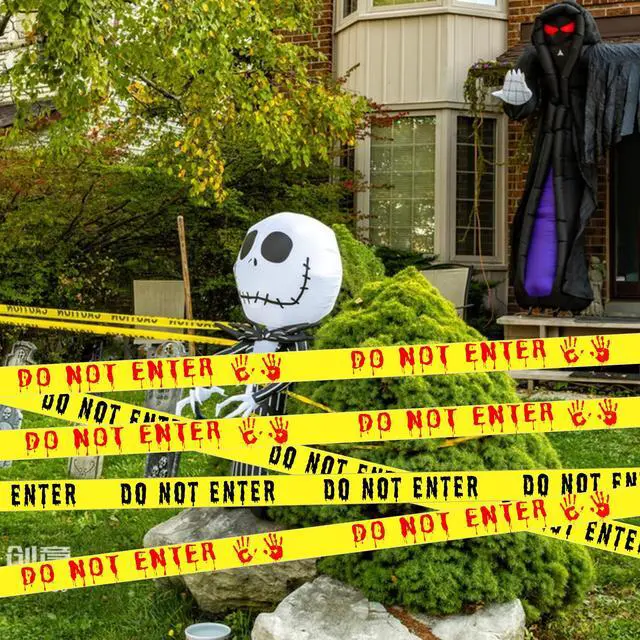 Alt view image 5 of 7 - 2Pcs Halloween Decorations Caution Tape - 2 inch x 164 feet Do Not Enter Caution Tape Roll Yellow Scary Hazard Warning Tape Safety Outdoor DIY Spooky Decorative for Party,Door,Danger Areas,Indoor