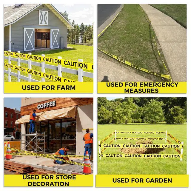 Alt view image 7 of 7 - 1 Roll Premium Yellow Caution Tape, 3 Inch x 1000FT Halloween Decor | Bright Hazard Tape with Bold Black Text, Danger Zone Barrier for Sporting Events, Construction Areas and Halloween Decor