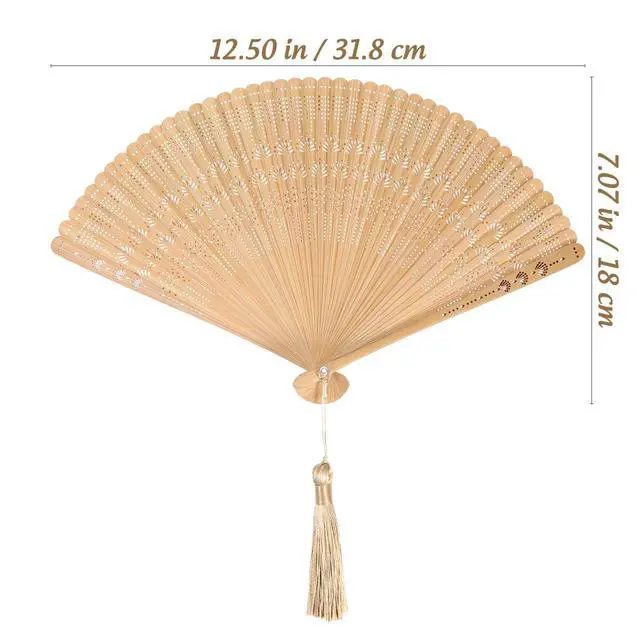 Alt view image 2 of 7 - Bamboo Folding Fan Vintage Handheld Foldable Fan for Women Portable Accessory for Wedding Birthday Home Decor 12.5 x 7.1 Inch