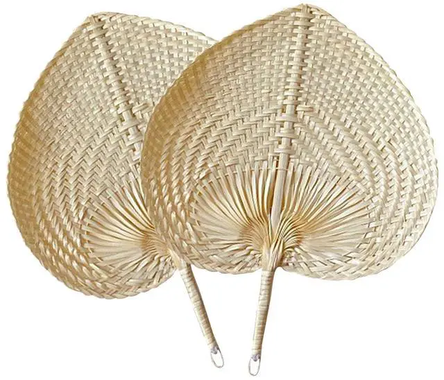 Main image of Natural Bamboo Raffia Fans - 2pcs Chinese Style Hand Weaving Fan Handmade Weaving Fan Indoor Outdoor Summer Cooling Supplies Farmhouse Wall Decor Wedding Party Favors(1)