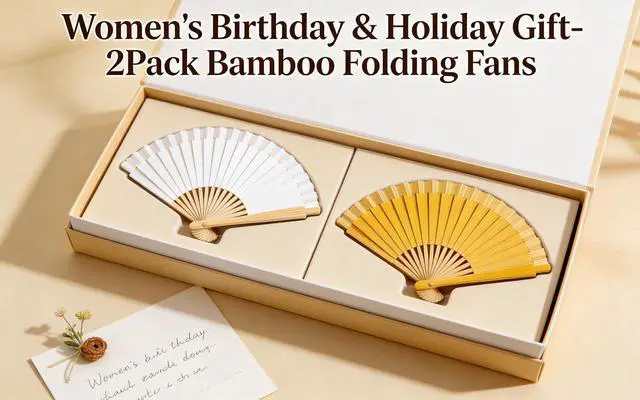 Alt view image 5 of 7 - Bamboo Folding Hand Fan 2-Pack, 9-17in Accordion for Dancing | Bamboo, folds to 9in, opens to 17in, quick-flick opening, vintage style, for dance home decor