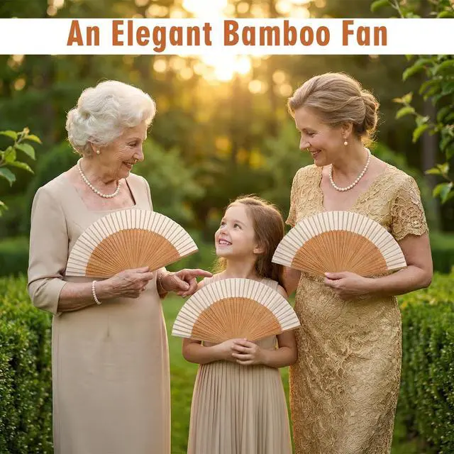 Alt view image 2 of 7 - Handheld Folding Fan, Portable Bamboo Hand Fans for Women Foldable, Decorative Chinese Fan for Hot Flashes, Summer Cooling, Dancing Wedding Church Performance (White)