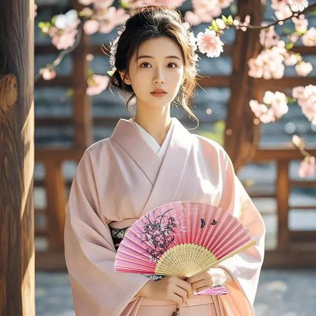 Alt view image 6 of 6 - 2 Pieces Handheld Fans | Silk Folding Foldable Fans Vintage Bamboo Frames Chinese Japanese Fans for Dancing Cosplay Wedding Party Props Decoration