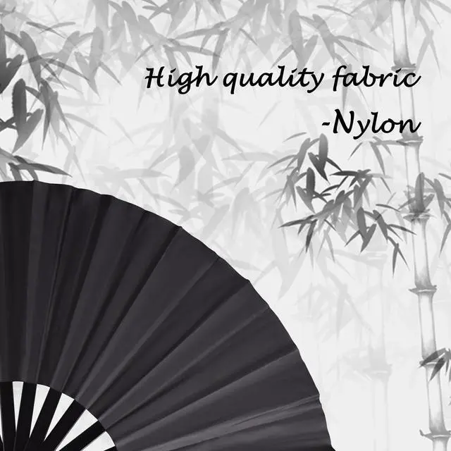 Alt view image 4 of 6 - Folding Hand Fan with Bamboo for Women Men, Chinese Japanese Rave Fan Hand Fans for Festival, Dance, Gift, Performance, Decorations (Bamboo fan black 2p)