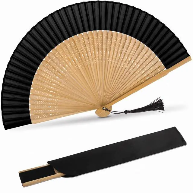 Main image of Folding Hand Fan for Women, Foldable Chinese Japanese Vintage Bamboo Silk Handheld Fan for Dance Music Festival Wedding Church Decoration (Sexy Bamboo)
