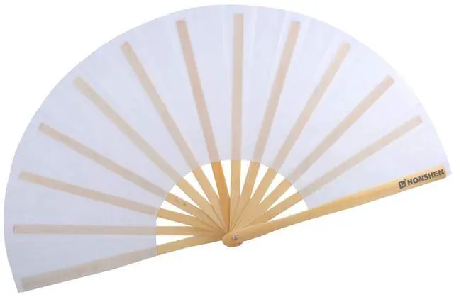Main image of Bamboo Large Folding Hand Fans Performance Fan for Events Dance Performance Festivals Gift (White)