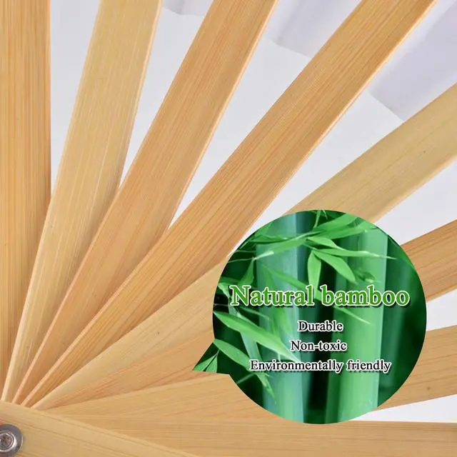 Alt view image 3 of 7 - Bamboo Large Folding Hand Fans Performance Fan for Events Dance Performance Festivals Gift (White)