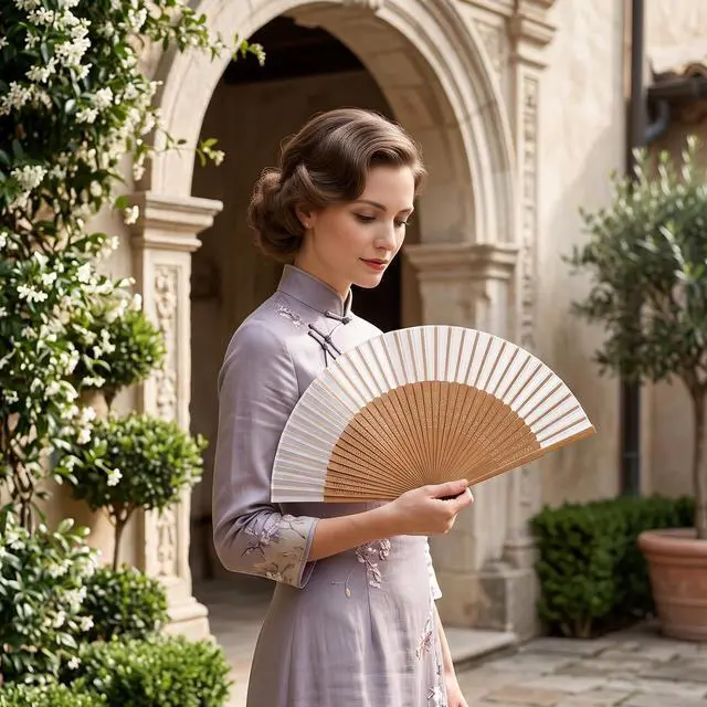 Alt view image 2 of 7 - Folding Hand Fan Bamboo Wooden Handheld Fan Manual Hand Held Fans for Women Vintage Asian Foldable Dance Silk Fans for Tea Party Summer Wedding Gifts Festival Decor