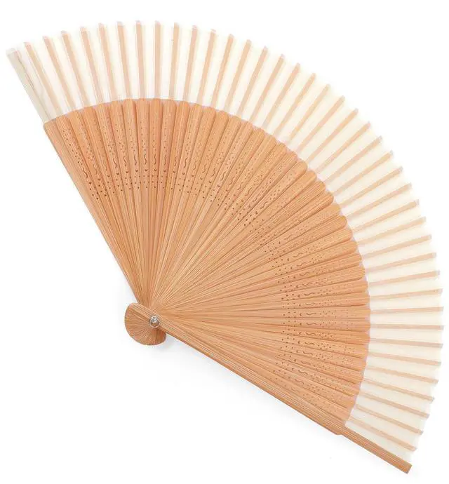 Main image of Hand Held Folding Fan for Women, Chinese Japanese Vintage Bamboo Silk Fans, Hand Held Bamboo Silk Folding Fan, Elegant Foldable Fans for Dance, Music Festival, Wedding, Church, Party, (White)