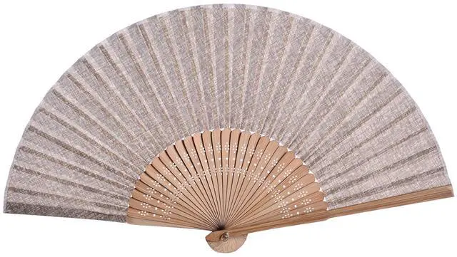Main image of Hand Fan with Beautiful Fabric Printed (Coffee)