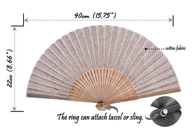 Alt view image 2 of 5 - Hand Fan with Beautiful Fabric Printed (Coffee)
