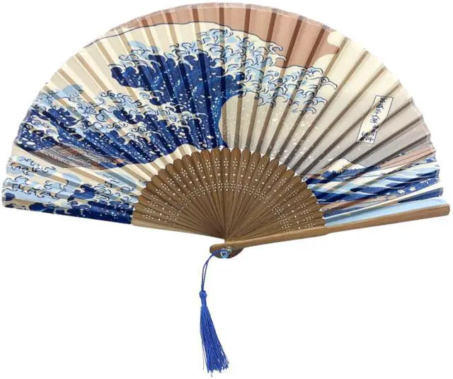 Main image of Folding Hand Fan for Women Wooden Folding Bamboo Gan Hand Fans for Women Foldable Paper Silk Accessories for Weddings Chinese Japanese Decor for Home