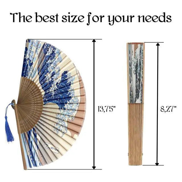 Alt view image 2 of 7 - Folding Hand Fan for Women Wooden Folding Bamboo Gan Hand Fans for Women Foldable Paper Silk Accessories for Weddings Chinese Japanese Decor for Home