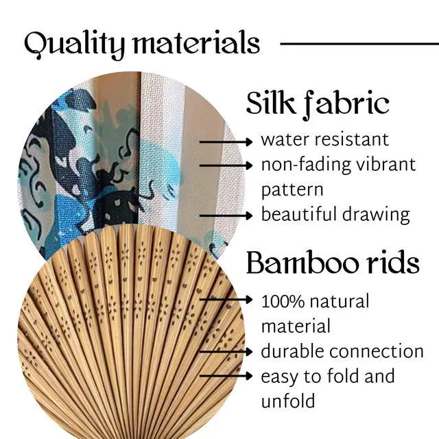 Alt view image 3 of 7 - Folding Hand Fan for Women Wooden Folding Bamboo Gan Hand Fans for Women Foldable Paper Silk Accessories for Weddings Chinese Japanese Decor for Home