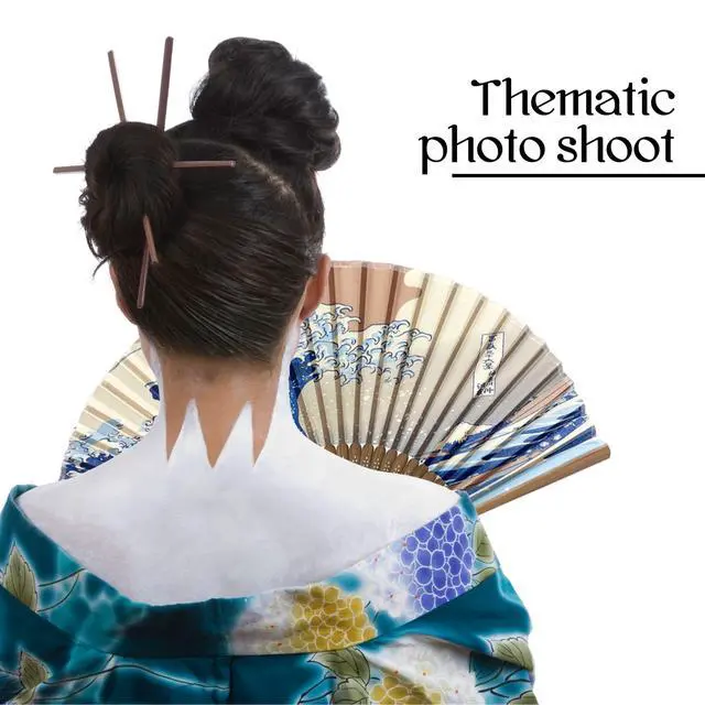 Alt view image 5 of 7 - Folding Hand Fan for Women Wooden Folding Bamboo Gan Hand Fans for Women Foldable Paper Silk Accessories for Weddings Chinese Japanese Decor for Home