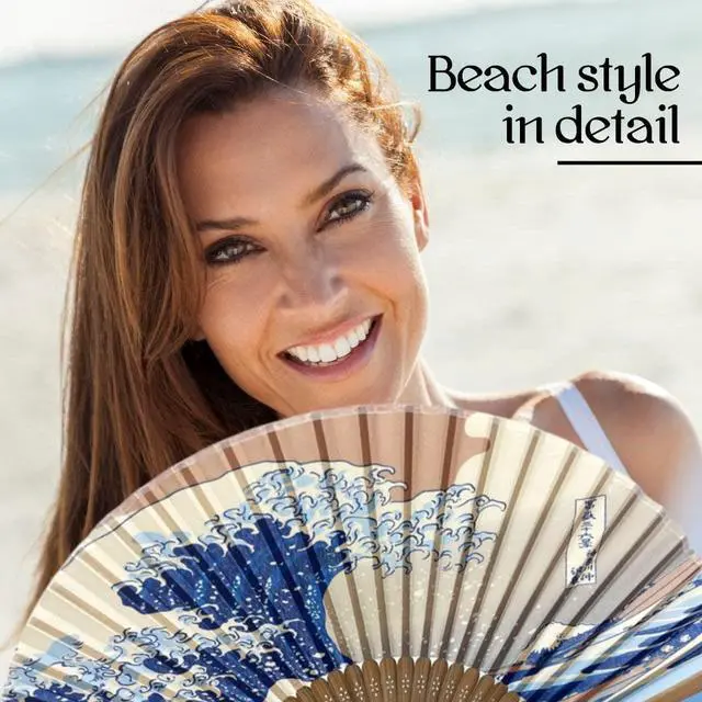 Alt view image 7 of 7 - Folding Hand Fan for Women Wooden Folding Bamboo Gan Hand Fans for Women Foldable Paper Silk Accessories for Weddings Chinese Japanese Decor for Home