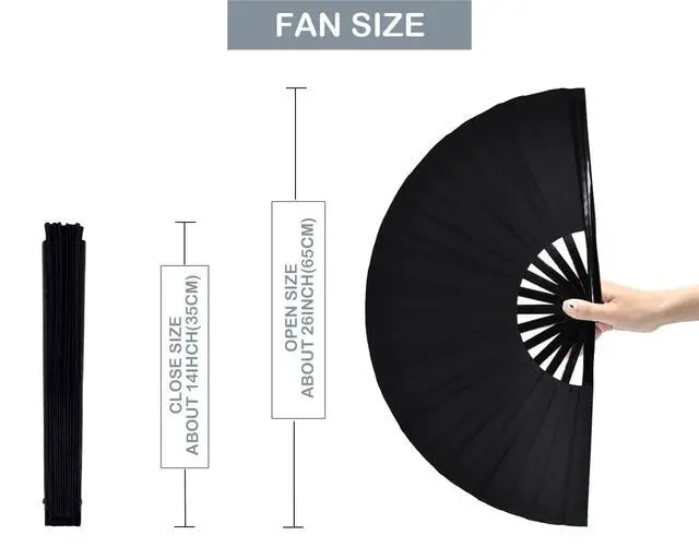 Alt view image 4 of 5 - Large Rave Folding Hand Fan Clap Fan Popping Fans for Line Dancing, Big Foldable Clacking Fans for Dance Festival, Dancing, Performance