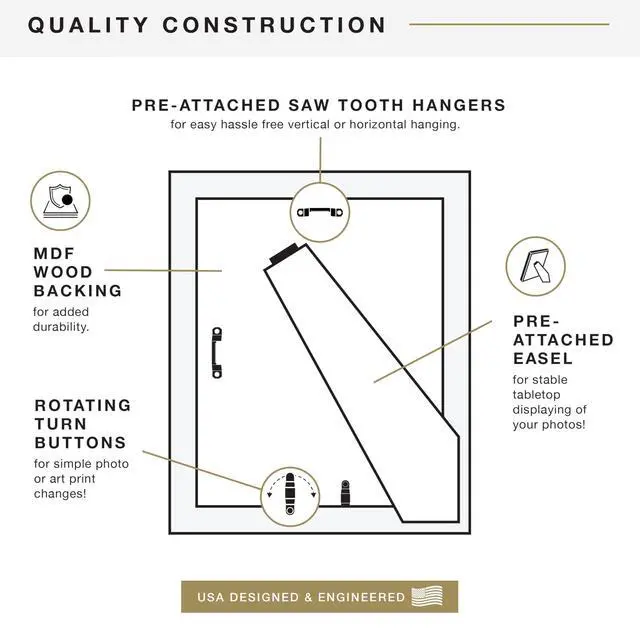 Alt view image 7 of 7 - Studio Gallery Picture Frame Black Woodgrain Engineered Wood, 8.5x11 | Studio Gallery Picture Frame Black Woodgrain Engineered Wood, Vertical & Horizontal Wall Hanging & Easel Frame