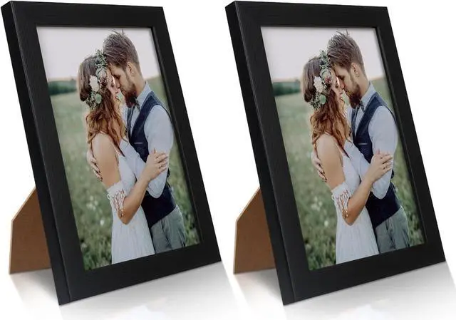 Main image of 2 Pack 5x7 Picture Frame, Black Picture Frame for Wall and Tabletop Display, Resistant Plastic Photo with Clear Plexiglass for Vertical or Horizontal Display