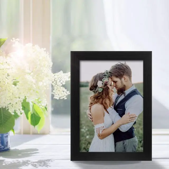 Alt view image 7 of 7 - 2 Pack 5x7 Picture Frame, Black Picture Frame for Wall and Tabletop Display, Resistant Plastic Photo with Clear Plexiglass for Vertical or Horizontal Display