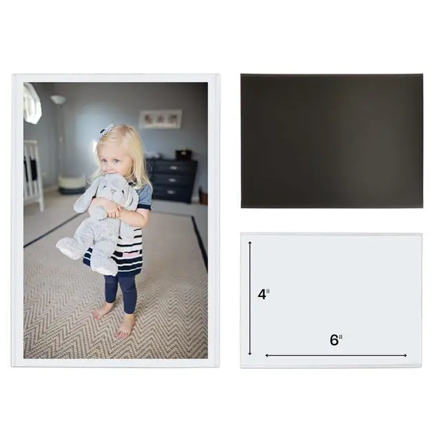Alt view image 2 of 6 - Magnetic Pocket Picture Frame, White, Holds 4 x 6 Inches Photos, 10, Made in the USA Pack (14610)