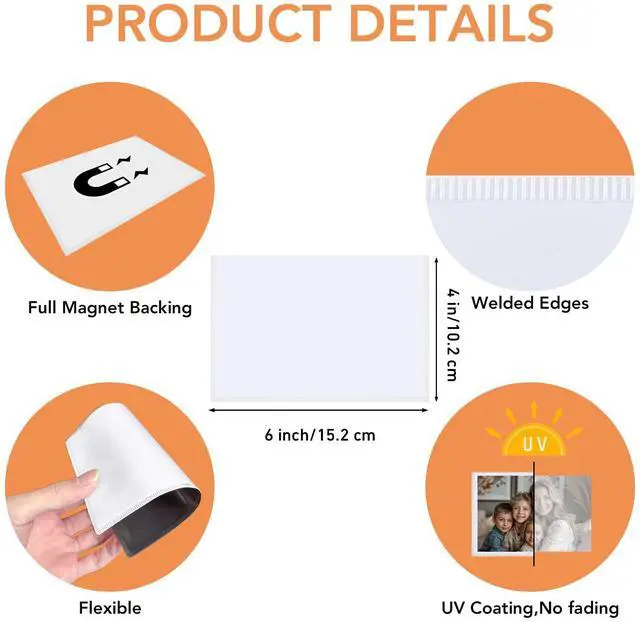 Alt view image 2 of 7 - Magnetic Picture Frames for Refrigerator 4x6, 10 Pack White | Includes 10 reusable magnetic frames for standard 4x6 photos with full magnetic backing for refrigerators and lockers.