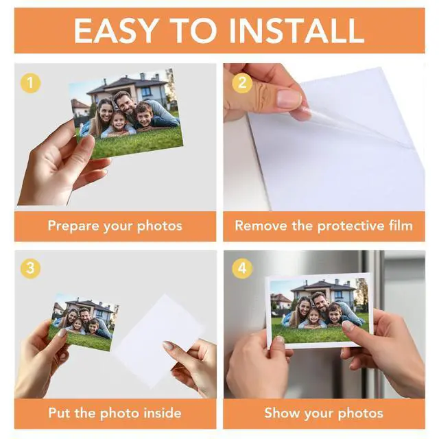 Alt view image 4 of 7 - Magnetic Picture Frames for Refrigerator 4x6, 10 Pack White | Includes 10 reusable magnetic frames for standard 4x6 photos with full magnetic backing for refrigerators and lockers.