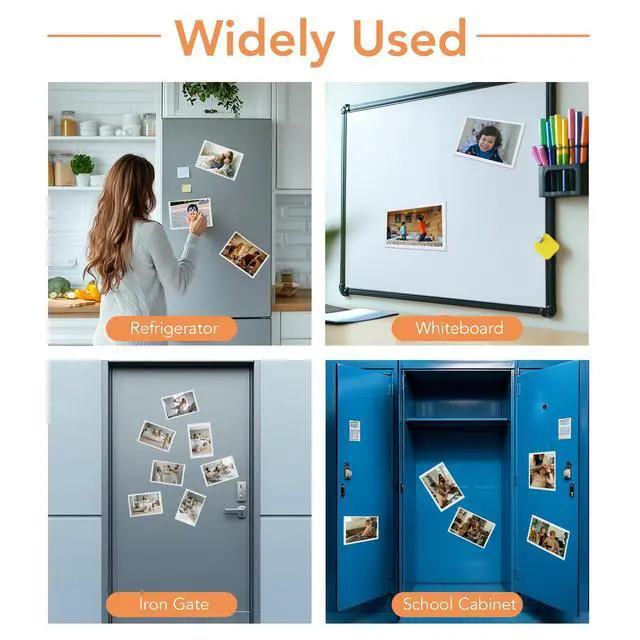 Alt view image 7 of 7 - Magnetic Picture Frames for Refrigerator 4x6, 10 Pack White | Includes 10 reusable magnetic frames for standard 4x6 photos with full magnetic backing for refrigerators and lockers.