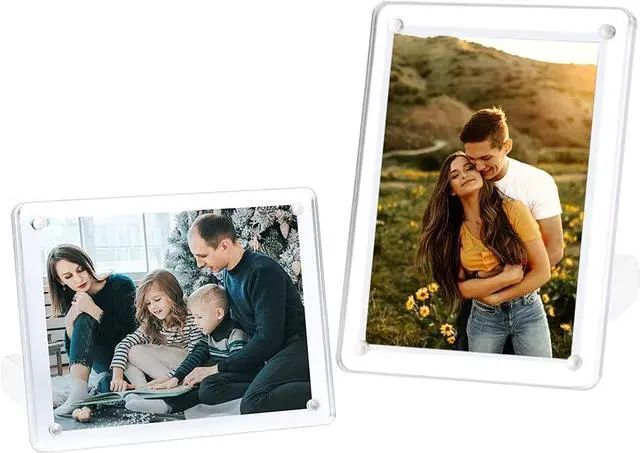 Main image of 4x6 Minimalist Picture Frame Acrylic Glass Photo Frame with Magnetic Desktop Display Horizontally or Vertically