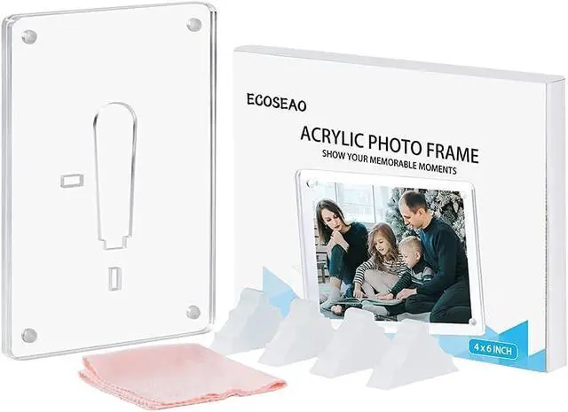 Alt view image 3 of 7 - 4x6 Minimalist Picture Frame Acrylic Glass Photo Frame with Magnetic Desktop Display Horizontally or Vertically