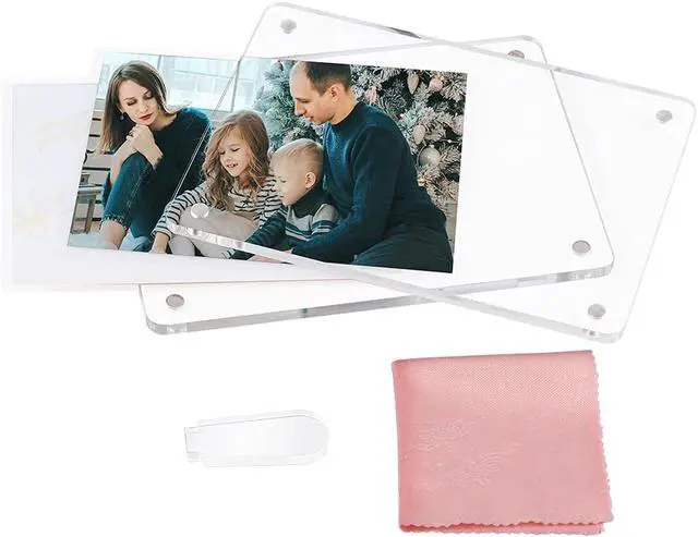 Alt view image 4 of 7 - 4x6 Minimalist Picture Frame Acrylic Glass Photo Frame with Magnetic Desktop Display Horizontally or Vertically
