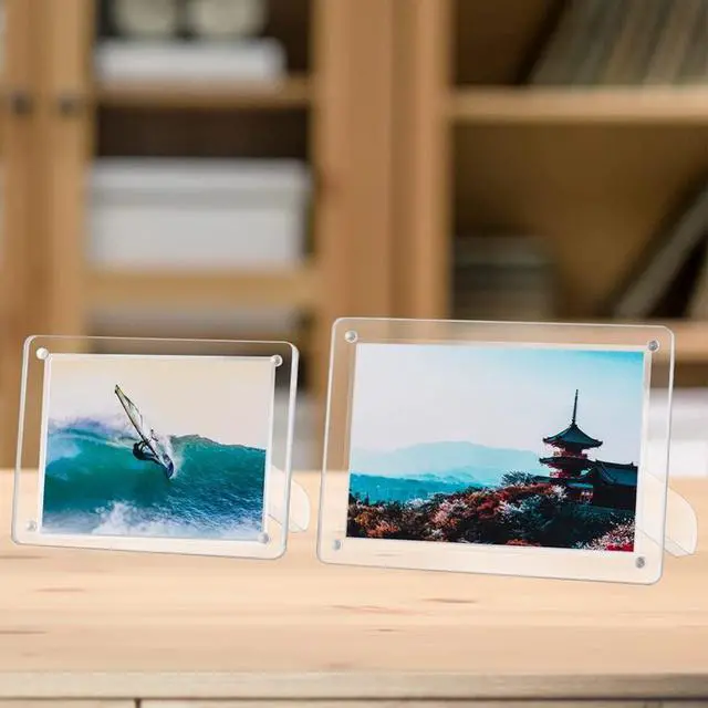 Alt view image 5 of 7 - 4x6 Minimalist Picture Frame Acrylic Glass Photo Frame with Magnetic Desktop Display Horizontally or Vertically
