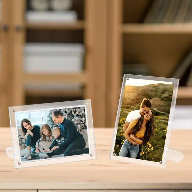 Alt view image 6 of 7 - 4x6 Minimalist Picture Frame Acrylic Glass Photo Frame with Magnetic Desktop Display Horizontally or Vertically