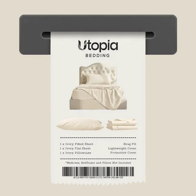 Alt view image 7 of 7 - Twin Sheets Set, 3 Pieces 16" Deep Pocket Hotel Luxury Bed Sheets, Ivory | Extra Soft Bedsheet Set, Comfy & Breathable Cooling Sheets, Wrinkle & Fade Resistant, Fitted Sheet, Flat Sheet, 1 Pillowcase