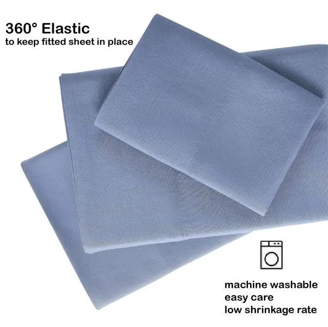 Alt view image 4 of 7 - Cozy Soft Cooling 3 piece Sheet Set - Luxurious, Supreme Soft and Cozy Microfiber Bed Sheets - Includes Flat Sheet, Fitted Sheet with Deep Pockets, & Pillowcases & Easy Care -Blue Twin
