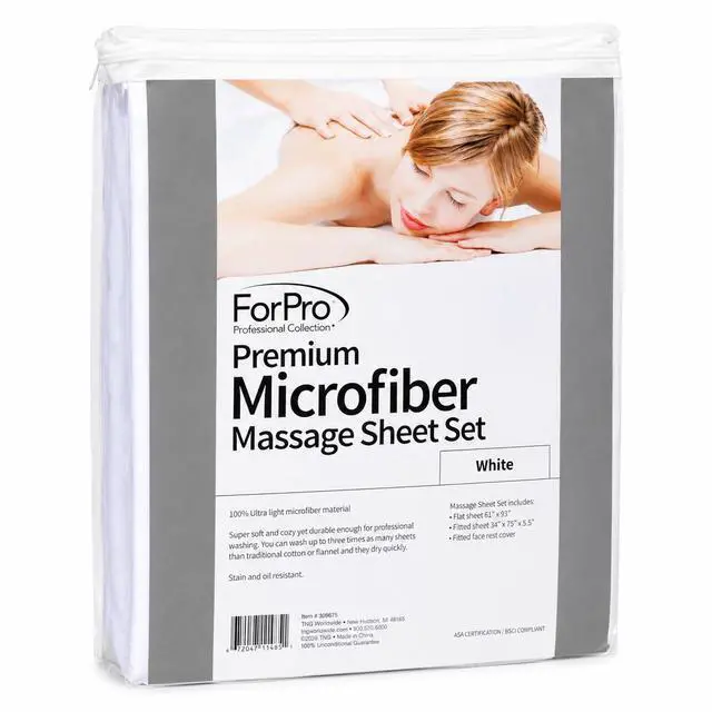 Alt view image 2 of 6 - 3-Piece Massage Sheet Set, White | Ultra-Light, Stain and Wrinkle-Resistant | Includes Flat & Fitted Sheets w/ Face Rest Cover for Massage Tables