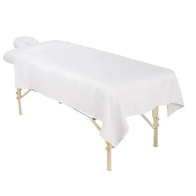 Alt view image 3 of 6 - 3-Piece Massage Sheet Set, White | Ultra-Light, Stain and Wrinkle-Resistant | Includes Flat & Fitted Sheets w/ Face Rest Cover for Massage Tables