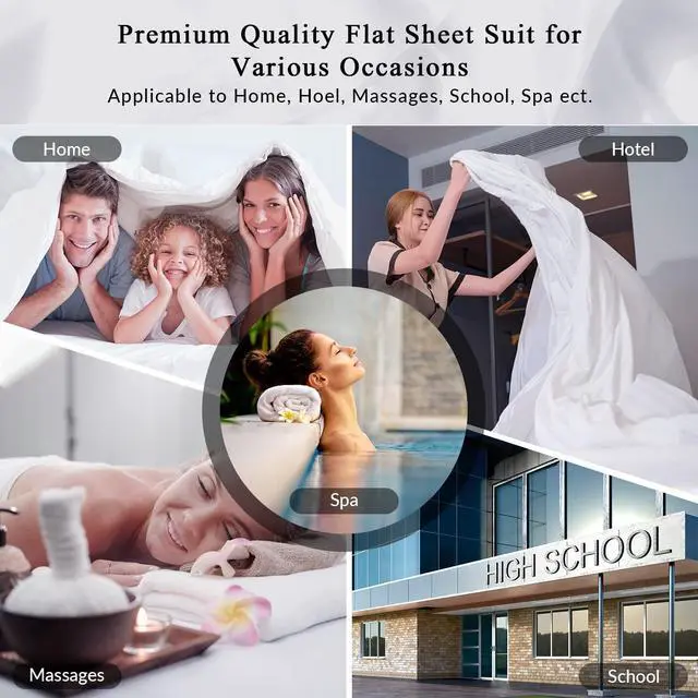 Alt view image 5 of 7 - Queen Flat Sheet - Ultra Soft Brushed 1800 Microfiber Flat Sheets Only - Wrinkle Free & Stain Resistant - Hotel Quality Top Sheet for Bed (Queen, White)