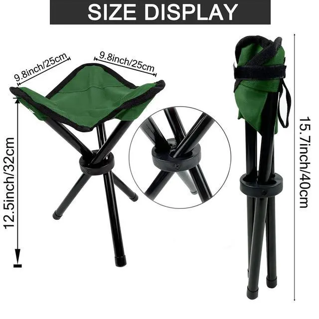 Alt view image 2 of 6 - Folding Camping Stool Portable Outdoor Chair Use Height 13.7in Fishing Chair Seat for Camping Hiking Golf Hunting Hiking Outdoor Gardening and Travel Beach Maximum Weight Capacity 240 lbs(Green)