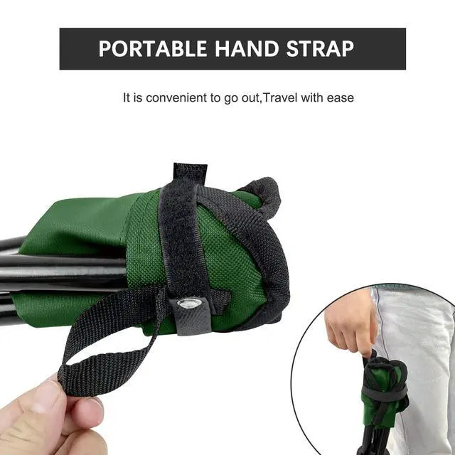 Alt view image 3 of 6 - Folding Camping Stool Portable Outdoor Chair Use Height 13.7in Fishing Chair Seat for Camping Hiking Golf Hunting Hiking Outdoor Gardening and Travel Beach Maximum Weight Capacity 240 lbs(Green)