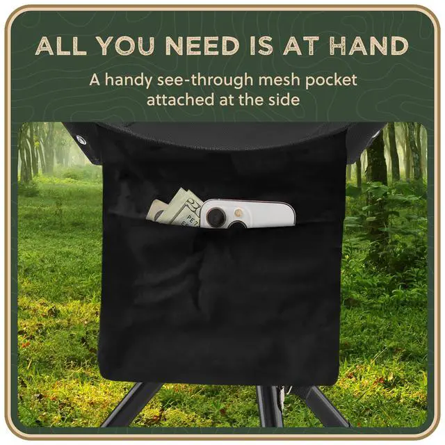 Alt view image 4 of 6 - Foldable Tripod 13.4'' Stool - 4 FT+, U.S. Seller, Ultra Portable Seat, Best for Youth+Pocket - 1 lb Camping Stool, 3 Legged Strong Steel Stool, Height: 13.4 inches (Black)