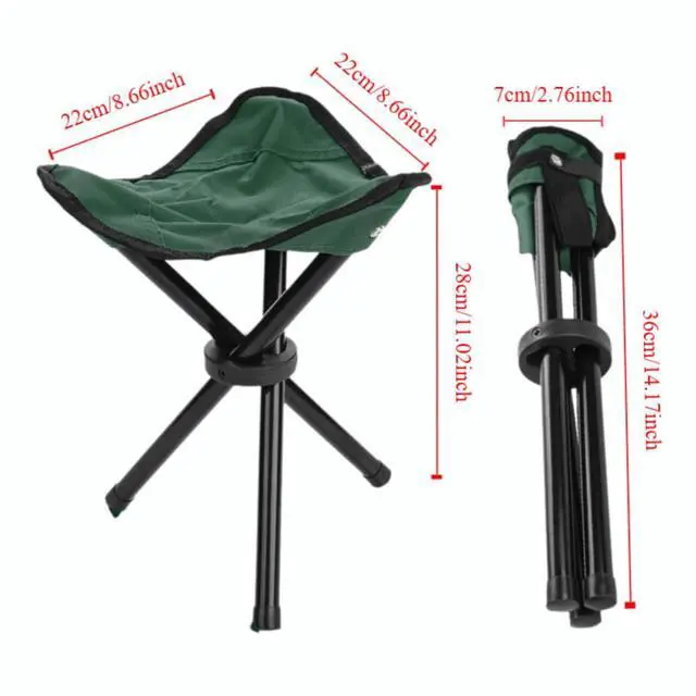 Alt view image 2 of 7 - Folding Camping Stool with Carry Strap - Portable Tripod Lightweight 3-Leg Collapsible Chair for Outdoor Hiking, Fishing, Picnic & Travel(Green)